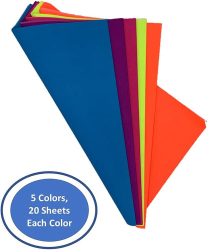 Tissue Paper for Gift Bags - Neon, 100 Sheets 14x20in Wrapping Paper | Premium Gift Wrap Tissue Paper for DIY Crafts - Birthday Party, Wedding, Holidays, Flower Decorations & Custom Art Projects