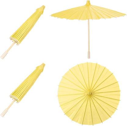 2 Pcs Yellow Paper Umbrellas, 12" DIY Oiled Paper Painting Umbrellas for Wedding Decoration, Party Gifts, Crafts