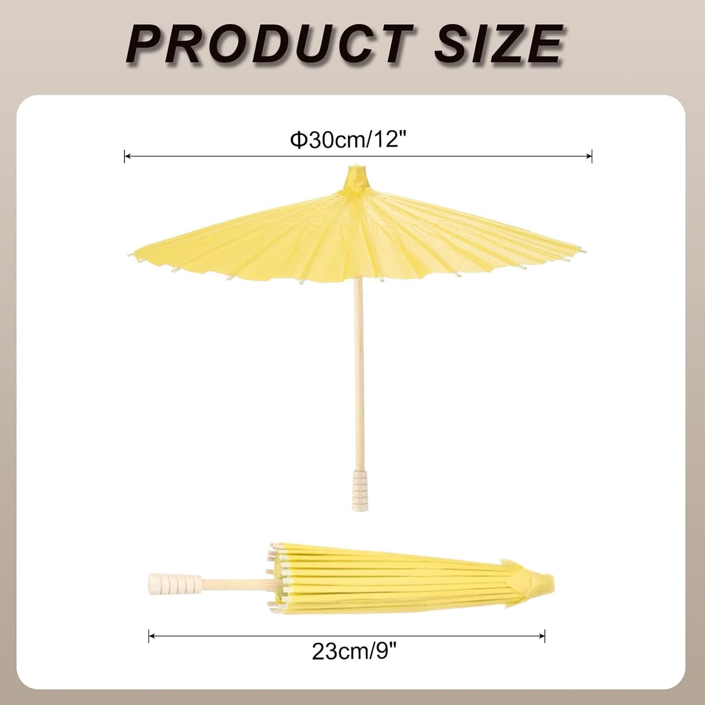 2 Pcs Yellow Paper Umbrellas, 12" DIY Oiled Paper Painting Umbrellas for Wedding Decoration, Party Gifts, Crafts
