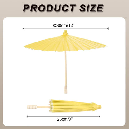 2 Pcs Yellow Paper Umbrellas, 12" DIY Oiled Paper Painting Umbrellas for Wedding Decoration, Party Gifts, Crafts