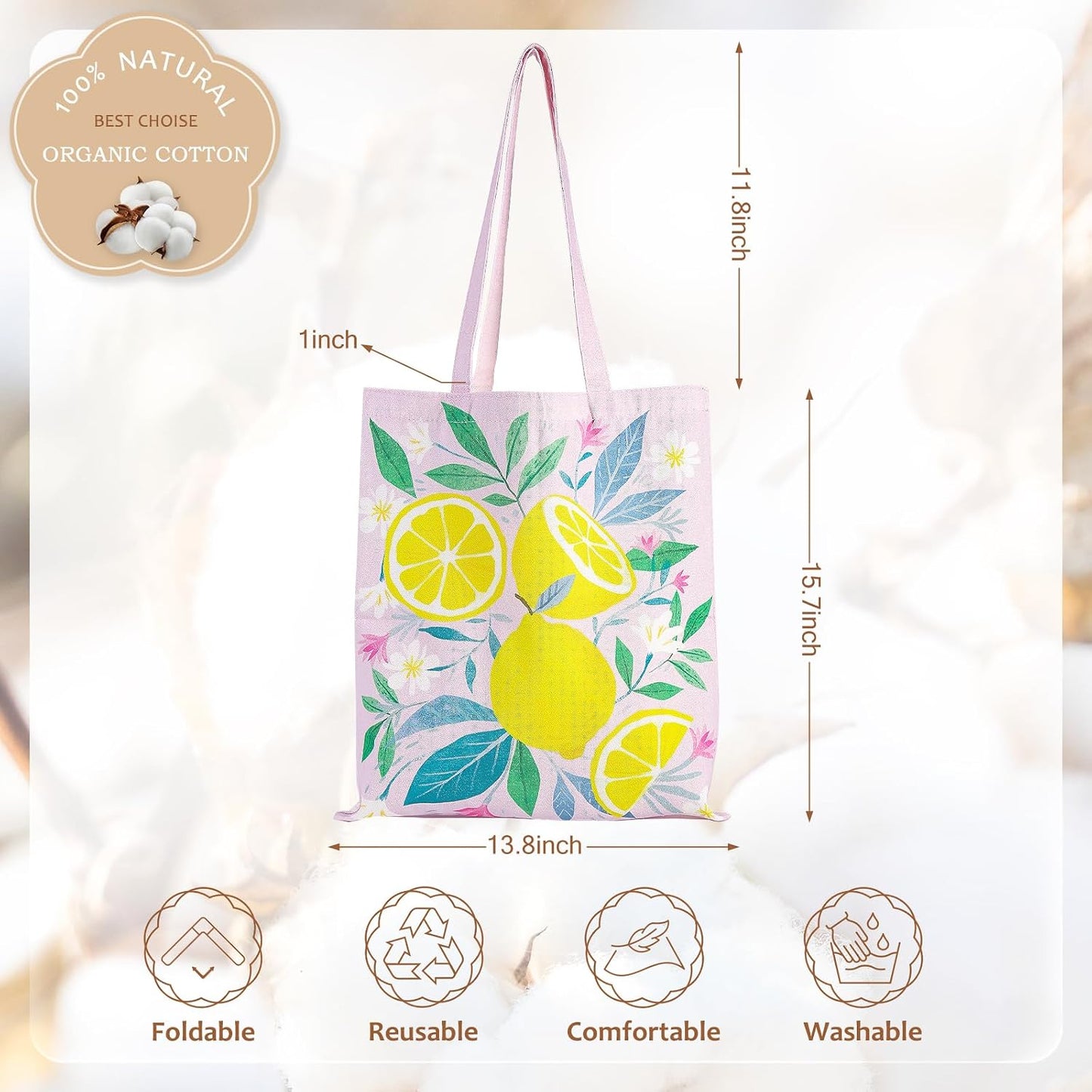 Canvas Tote Bag for Women Girls, Grocery Shopping Bag, Reusable Shoulder Tote Bag, Goodie Bag for Wrap Storage