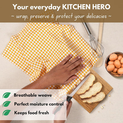 4 Pack Yellow Gingham Cotton Dish Towels 16"x26" - Absorbent Kitchen Linen Towels with Hanging Loop, Dishcloths Set for Drying Dishes, Cleaning Hand Towels, Mustard Yellow White