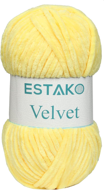 Velvet Yarn for Crocheting, Super Bulky Chenille Yarn, Yellow | ultra soft, plush, cozy, thick, fluffy, polyester, 100 g, 132 yds, amigurumi, 4.5 mm hook