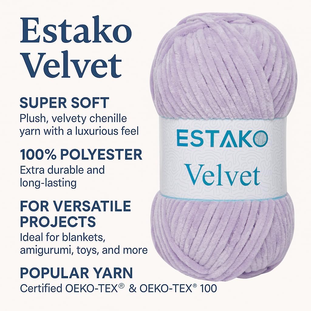 Velvet Yarn for Crocheting, Super Bulky Chenille Yarn, Yellow | ultra soft, plush, cozy, thick, fluffy, polyester, 100 g, 132 yds, amigurumi, 4.5 mm hook