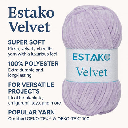 Velvet Yarn for Crocheting, Super Bulky Chenille Yarn, Yellow | ultra soft, plush, cozy, thick, fluffy, polyester, 100 g, 132 yds, amigurumi, 4.5 mm hook