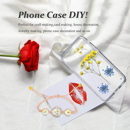 Yellow Natural Dried Flowers Gypsophila with Stem for Resin, 42PCS Real Pressed Babysbreath Flowers, Dry Flowers for Resin Jewelry DIY Phone Case Crafts Candle Making House Decor