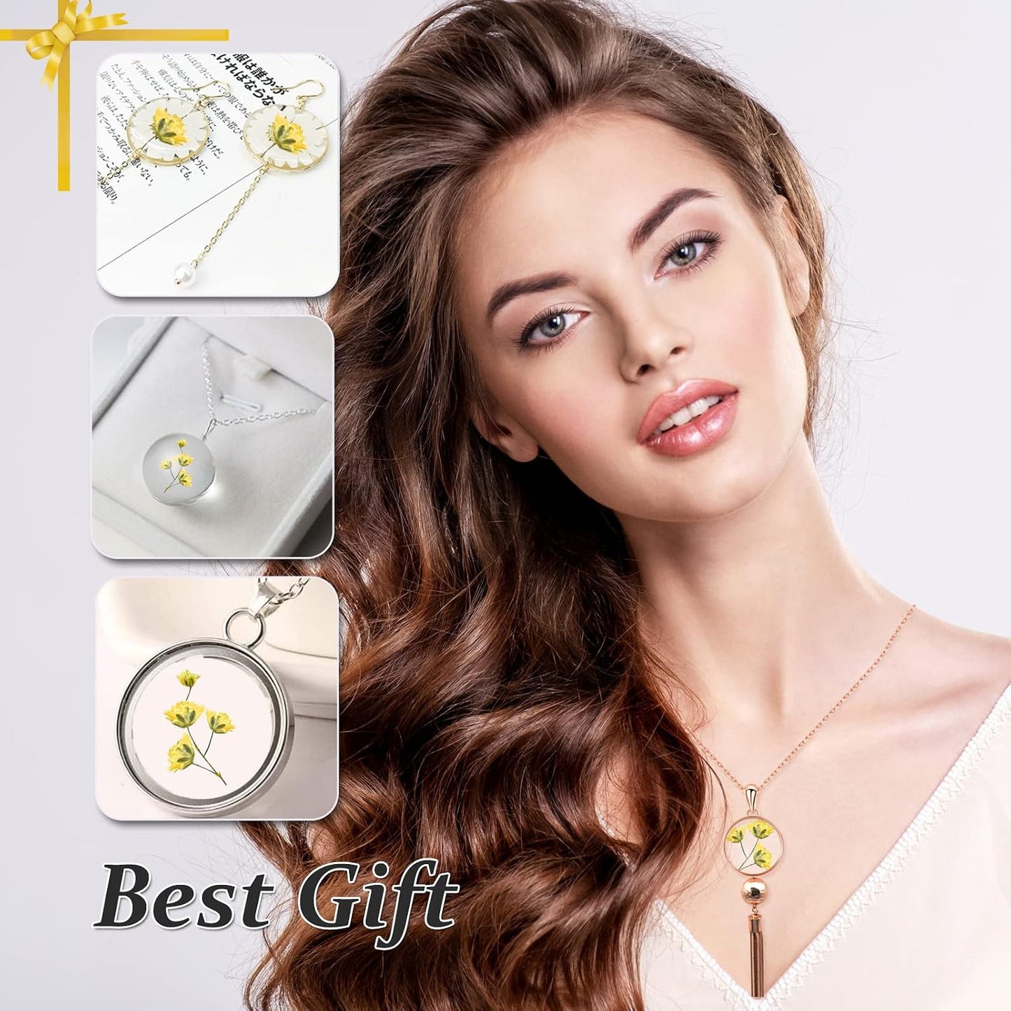 Yellow Natural Dried Flowers Gypsophila with Stem for Resin, 42PCS Real Pressed Babysbreath Flowers, Dry Flowers for Resin Jewelry DIY Phone Case Crafts Candle Making House Decor