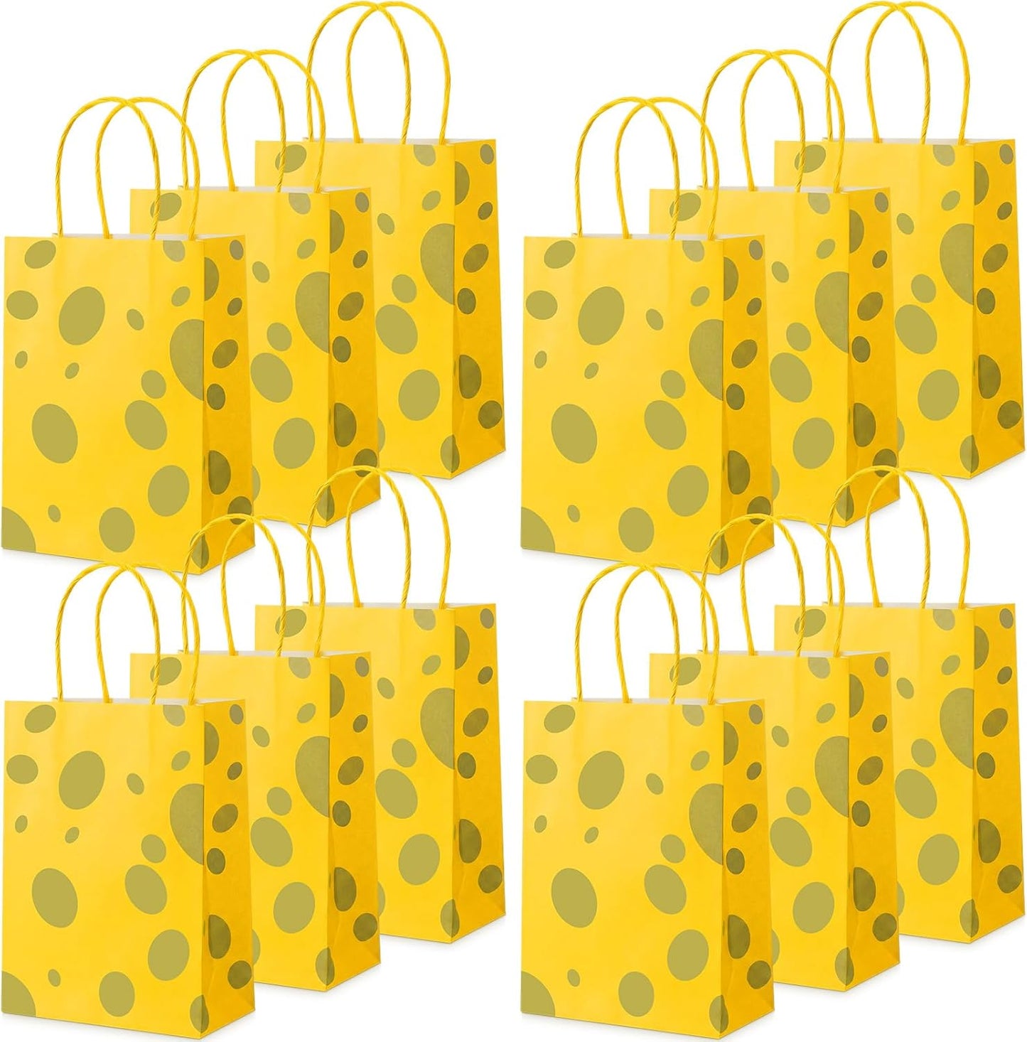 30 Pcs Yellow Sponge Party Favors Gift Bags Cartoon Goodie Candy Treat Bags with Handles Birthday Supplies Decorations, 8.3 x 5.9 x 3.2 Inch