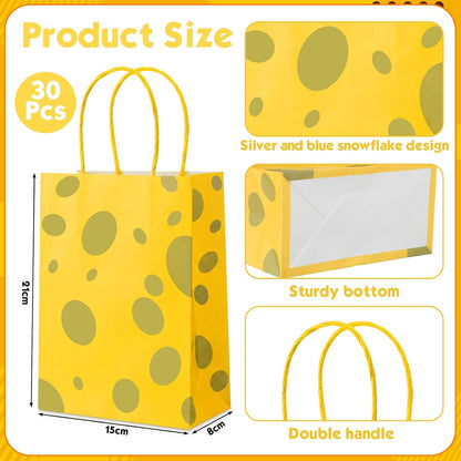 30 Pcs Yellow Sponge Party Favors Gift Bags Cartoon Goodie Candy Treat Bags with Handles Birthday Supplies Decorations, 8.3 x 5.9 x 3.2 Inch