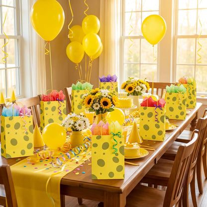 30 Pcs Yellow Sponge Party Favors Gift Bags Cartoon Goodie Candy Treat Bags with Handles Birthday Supplies Decorations, 8.3 x 5.9 x 3.2 Inch