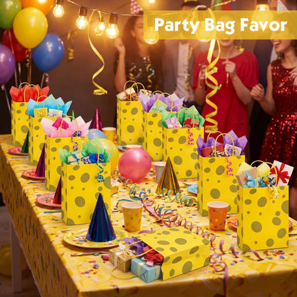 30 Pcs Yellow Sponge Party Favors Gift Bags Cartoon Goodie Candy Treat Bags with Handles Birthday Supplies Decorations, 8.3 x 5.9 x 3.2 Inch