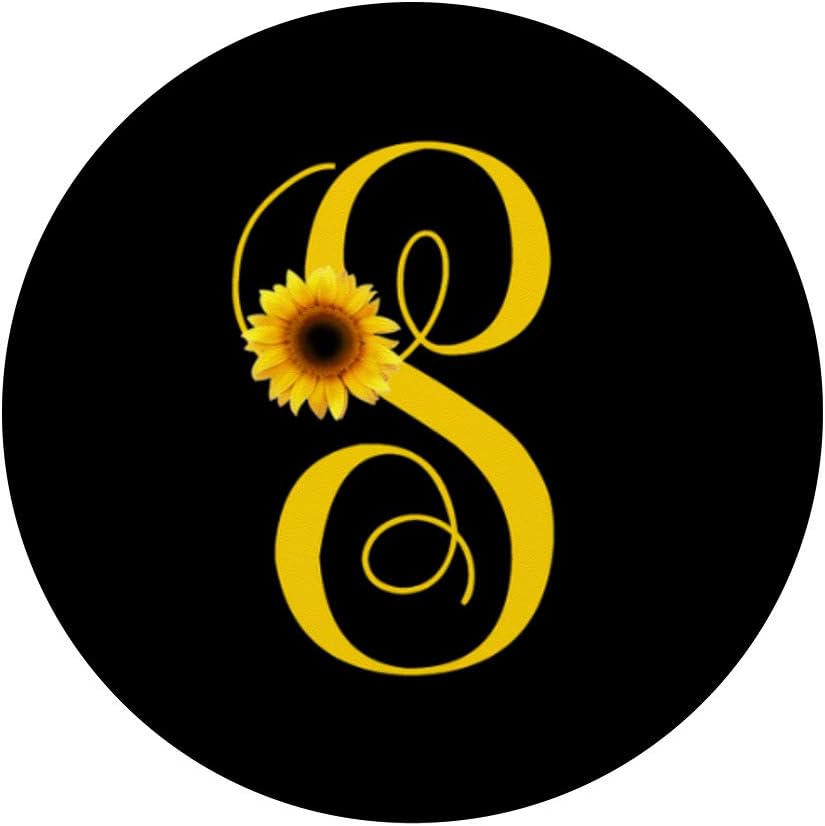 S Letter Monogram Yellow Sunflower Initial Personalized PopSockets PopGrip: Swappable Grip for Phones & Tablets