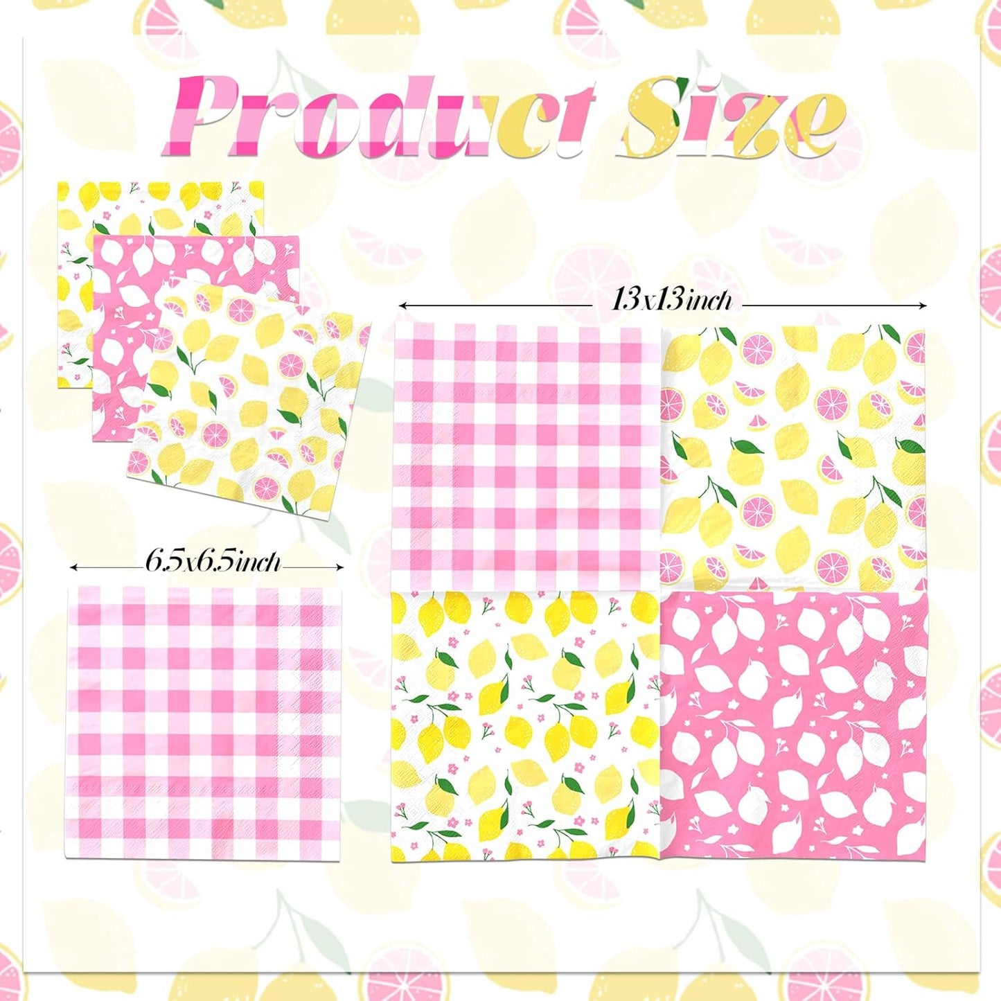 Pink Lemon Party Supplies,40Pcs Lemon Party Napkins Summer Fruit Party Decoration Pink Lemonade Theme Decoration for Lemon Baby Shower,Bridal Shower Party