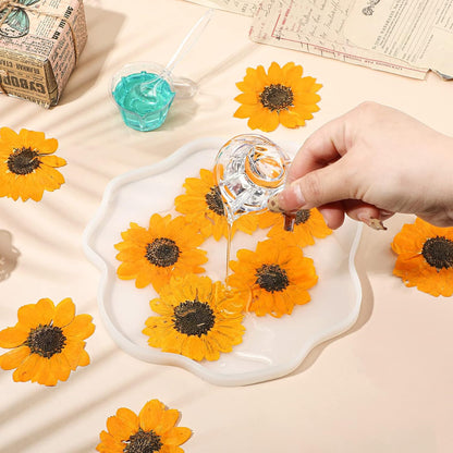 48 Pcs Dried Sunflowers Fall Pressed Flowers for Crafts Mini Sunflowers Petals Nature Pressed Yellow Dried Flowers for Resin Molds Candle Making Soap DIY Art Scrapbooking Supplies