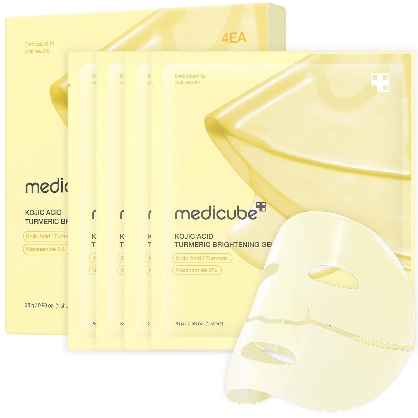 Jelly Gel Mask with Brightening Kojic Acid Turmeric | Overnight Face Mask for Glass Glow Skin | Elasticity, Hydrating, Firming and Radiance Boosting | Korean Skincare, 28g x 4ea