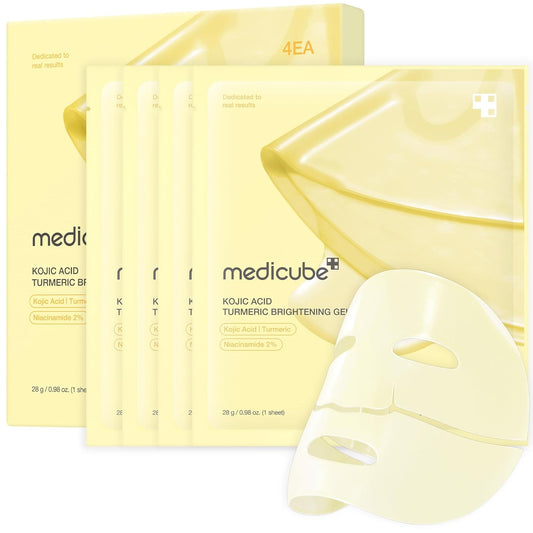 Jelly Gel Mask with Brightening Kojic Acid Turmeric | Overnight Face Mask for Glass Glow Skin | Elasticity, Hydrating, Firming and Radiance Boosting | Korean Skincare, 28g x 4ea
