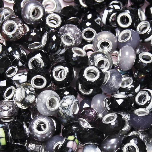 100 Pcs Large Hole Beads Spacer Bead Yellow Assorted European Craft Big Beads Large Hole Lampwork Murano Fairy Wand Garden Bead for DIY Pens Charms Bracelet Necklace Keychain Jewelry Making Supplies