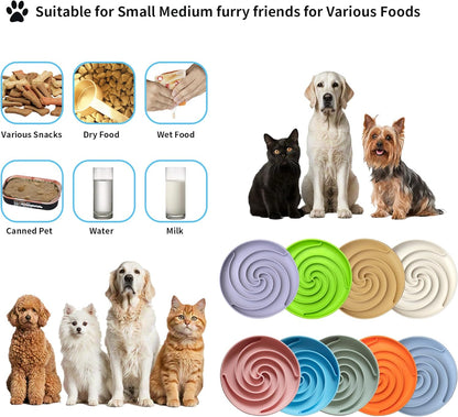 Slow Feeder Dog Bowls, Dishwasher Microwave Safe Silicone Puppy Puzzle Bowl with Non-Slip Design for Eating (Blue and Yellow)