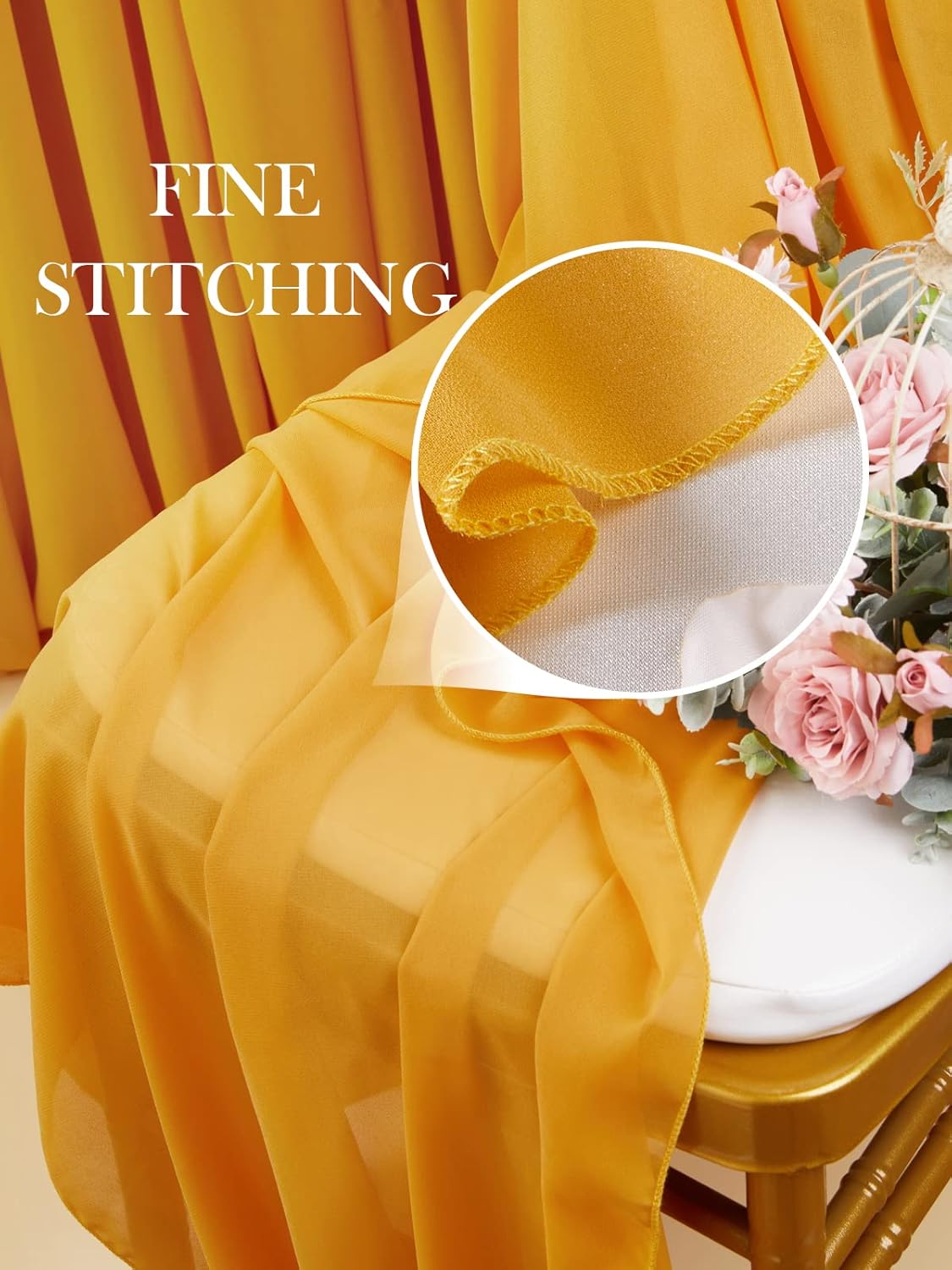 10FT Chiffon Table Runner 27x120 Inches Mustard Yellow Wedding Runner Sheer Fabric for Romantic Bridal Shower Decorations