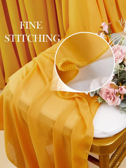 10FT Chiffon Table Runner 27x120 Inches Mustard Yellow Wedding Runner Sheer Fabric for Romantic Bridal Shower Decorations