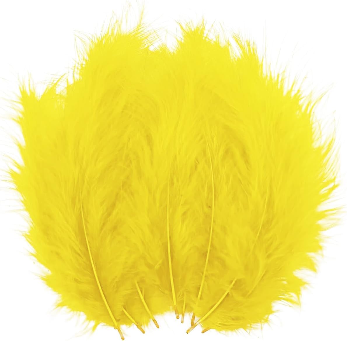 100pcs Yellow Feathers Fluffy Turkey Marabou Feathers 4-6 Inches for Crafts Dream Catcher Fringe Trim Colored Feathers Fly Tying Material