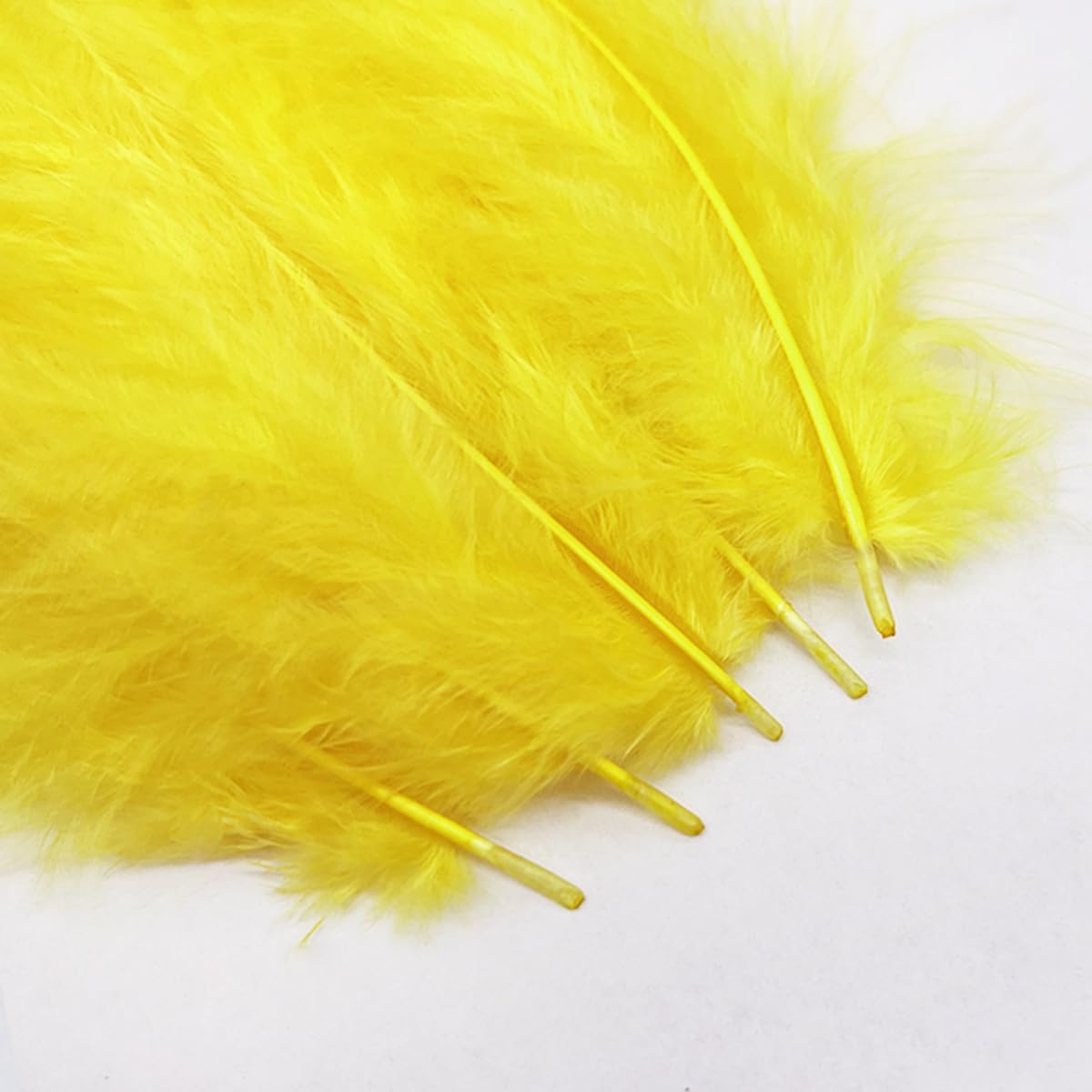 100pcs Yellow Feathers Fluffy Turkey Marabou Feathers 4-6 Inches for Crafts Dream Catcher Fringe Trim Colored Feathers Fly Tying Material