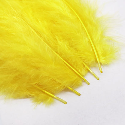 100pcs Yellow Feathers Fluffy Turkey Marabou Feathers 4-6 Inches for Crafts Dream Catcher Fringe Trim Colored Feathers Fly Tying Material