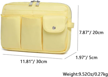 Storage Bag-arge Cosmetic Bag for Women Travel Makeup Bag Zip Up Bag Pure Cotton Canvas Can be Suspended (Yellow)