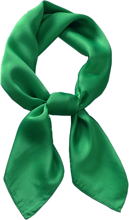 Women Square Scarf 27.5" Emulation Silk Head Bandanas Neckerchief | Neck Scarf, Solid Color Satin scarves,fashion Handbag Hair Ribbons, neck carré, 50s Retro Headwear,Light Weight Soft