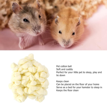 Small Hamster Cotton Bedding Soft Warm Cotton Balls for Small Animals Ideal for Hamsters Chinchillas and More Bag (Yellow)
