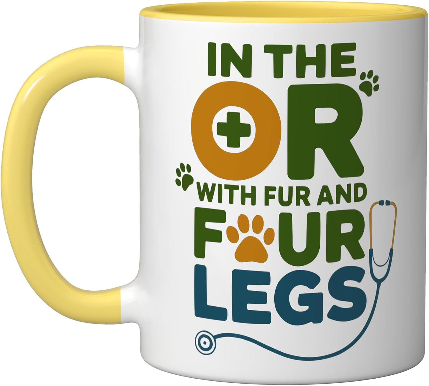 Veterinary Surgeon Veterinarian Pet Animal Care Ceramic Mug, Yellow/White, 11oz