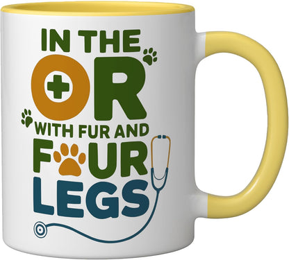 Veterinary Surgeon Veterinarian Pet Animal Care Ceramic Mug, Yellow/White, 11oz