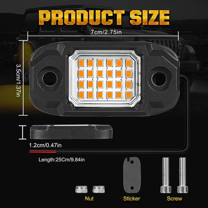 4 Pods Yellow LED Rock Light Waterproof Neon Trail Rig Lamp Underglow Lights for Car Truck Motorcycle SUV ATV UTV (Yellow)