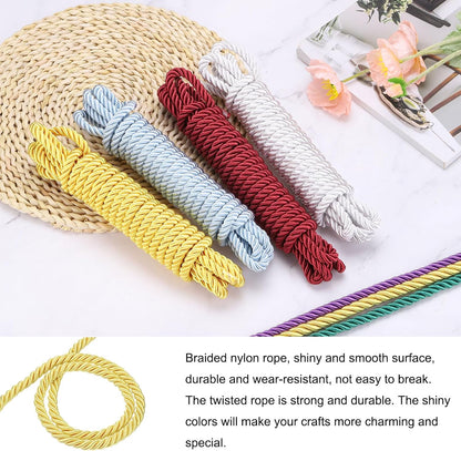 Trim Cord Rope, 10mm/ 1 Yards Nylon Twisted Trim Cord Rope Thread String Rope Cord Braid Trim [for Sewing Home Decor Crafts] - 0.4 Inch/Golden Yellow