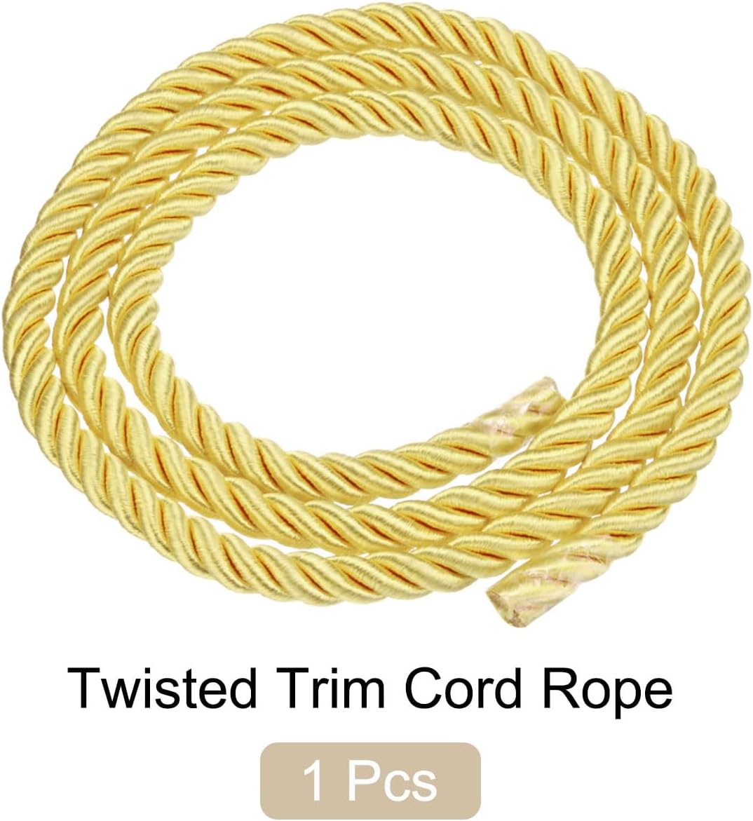 Trim Cord Rope, 10mm/ 1 Yards Nylon Twisted Trim Cord Rope Thread String Rope Cord Braid Trim [for Sewing Home Decor Crafts] - 0.4 Inch/Golden Yellow
