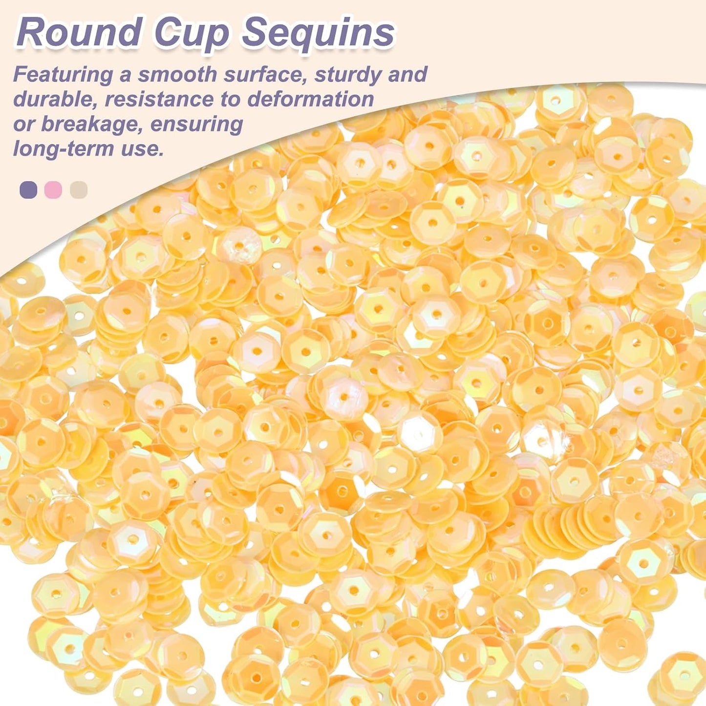 Loose Sequins 2000 Pcs 5MM Silver Backed Cup Embroidery Sequins Spangles for Jewelry Making Crafts Sewing, AB Yellow