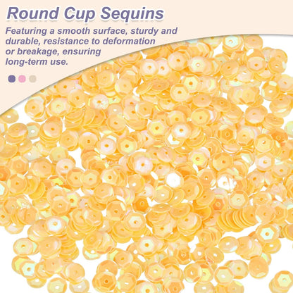 Loose Sequins 2000 Pcs 5MM Silver Backed Cup Embroidery Sequins Spangles for Jewelry Making Crafts Sewing, AB Yellow