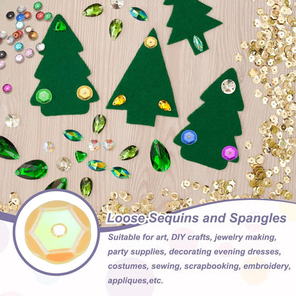 Loose Sequins 2000 Pcs 5MM Silver Backed Cup Embroidery Sequins Spangles for Jewelry Making Crafts Sewing, AB Yellow