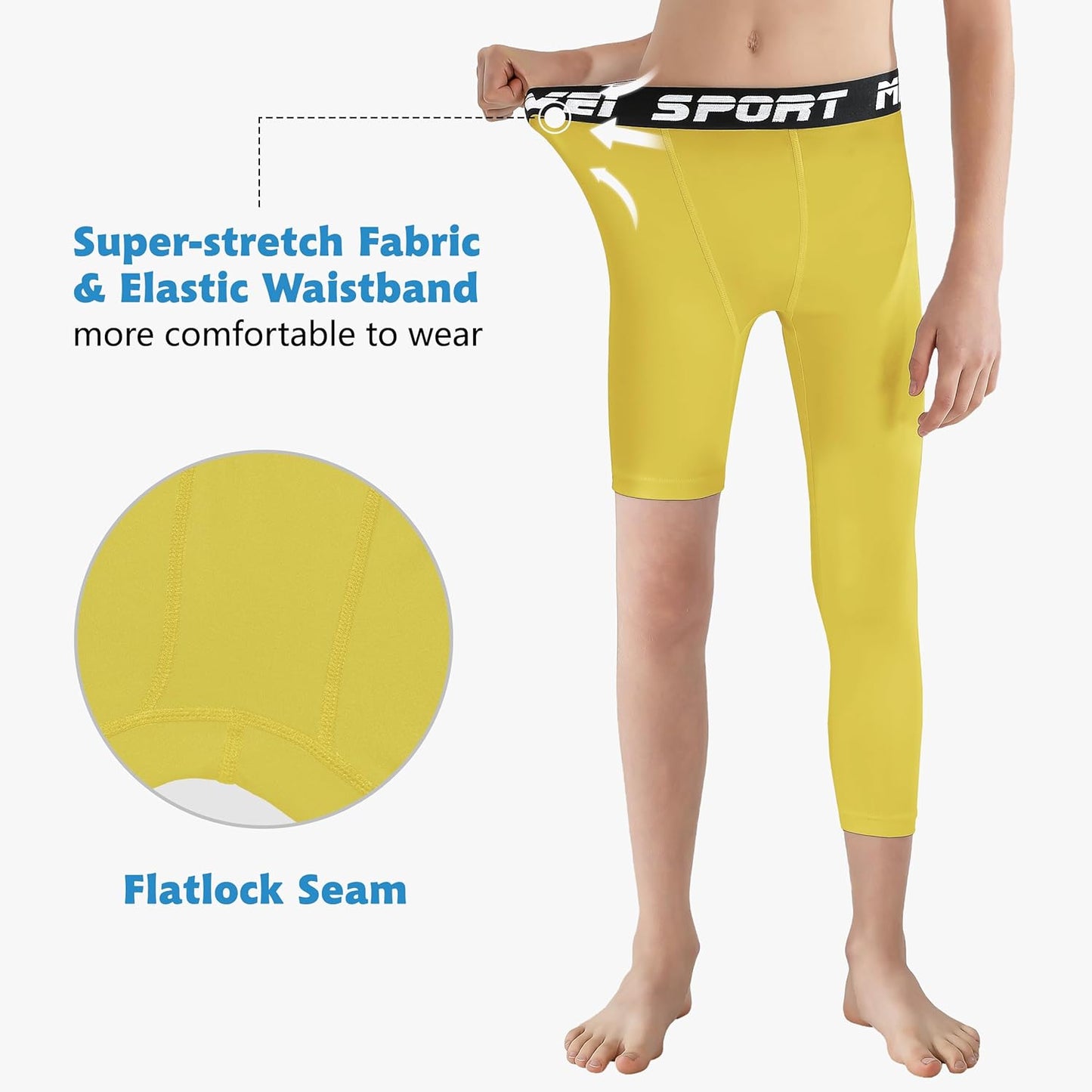 One Leg Compression Tights Youth Boys Basketball Leg Sleeve | Kids Compression Pants Girls' Single Leg Tights 3/4 Leggings for Baseball Softball Soccer Running Football, Sports Base Layer