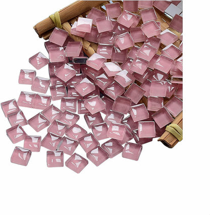 100 Pieces Mosaic Tiles Squares Bulk Pink Crystal Mosaic Stained Glass for Crafts Supplies DIY Picture Frames Handmade Jewelry Coasters Art Material Decoration,1x1cm