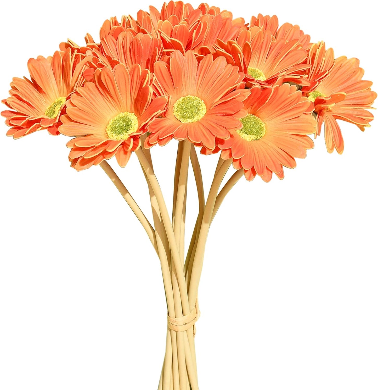 12 Stems PU Yellow Gerbera Daisy | Thanksgiving and Christmas Decorations Flexible Centerpiece Wedding Bouquet Home Décor