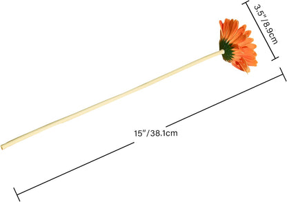 12 Stems PU Yellow Gerbera Daisy | Thanksgiving and Christmas Decorations Flexible Centerpiece Wedding Bouquet Home Décor