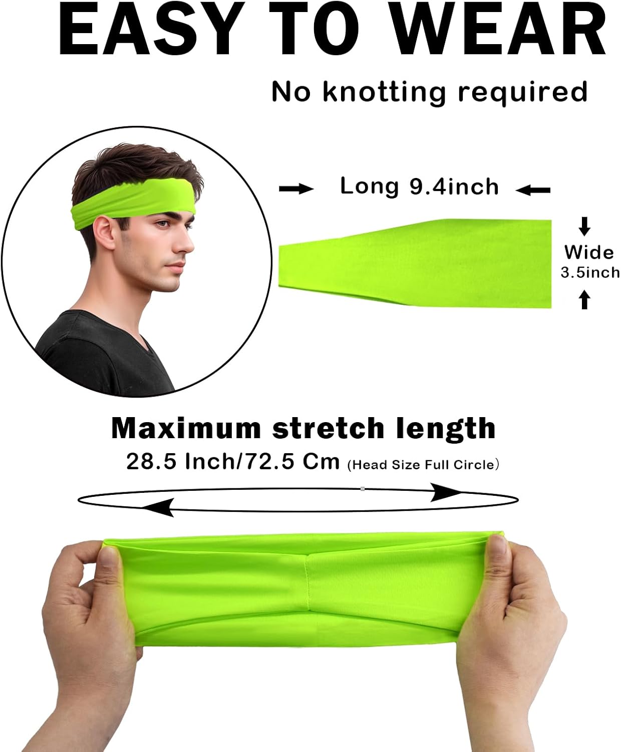 Headbands for Men & Women, Sweat Headband Non-Slip Sweatband Sports Running Cycling Yoga Basketball Workout Football Training