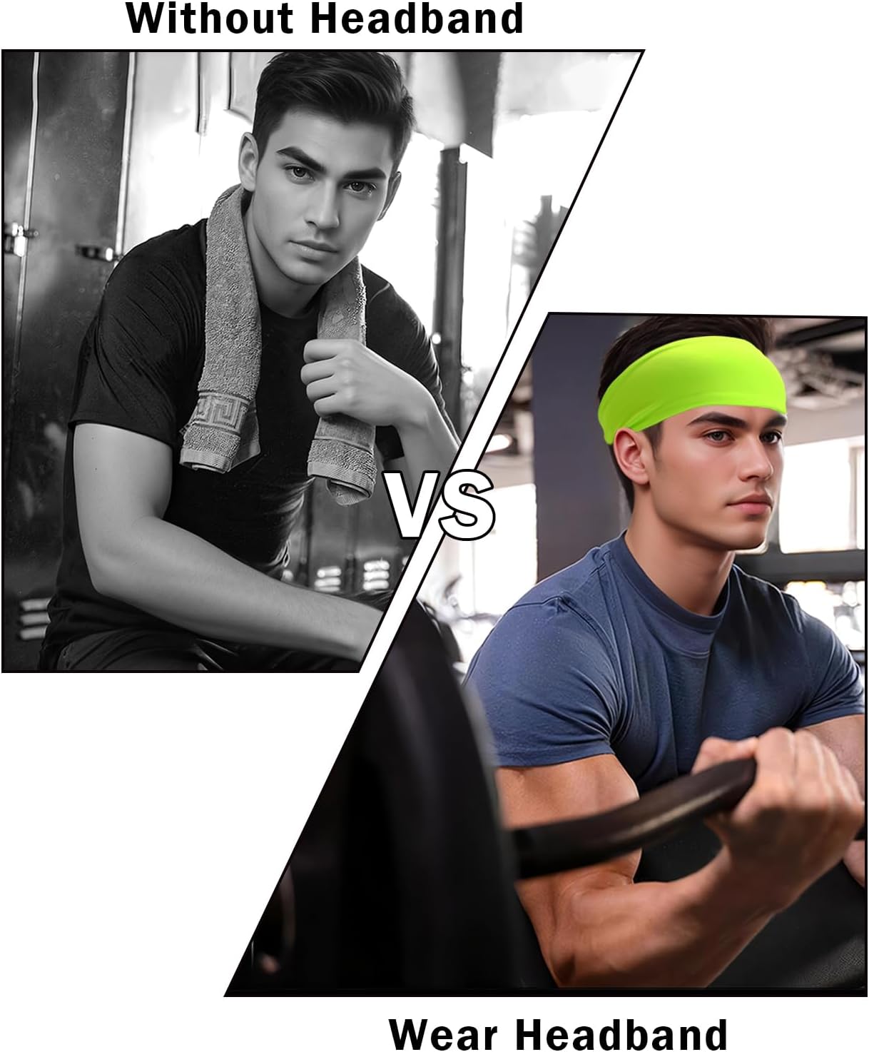 Headbands for Men & Women, Sweat Headband Non-Slip Sweatband Sports Running Cycling Yoga Basketball Workout Football Training