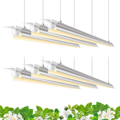 T8 Grow Light, 252W(6 x 42W, 1400W Equivalent), Full Spectrum, LED Grow Light Strips, T8 Integrated Growing Lamp Fixture, Grow Shop Light, with ON/Off Switch, 4FT 6 Packs, Yellow