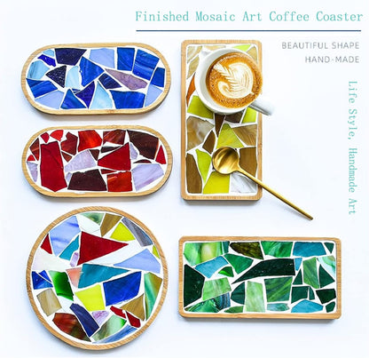7oz Mixed Stained Mosaic Glass Pieces Sheets, Large Broken Glass Mosaic Tiles for Art Crafts Bulk Coffee Floor Wall Mosaic Supplies - Yellow Series