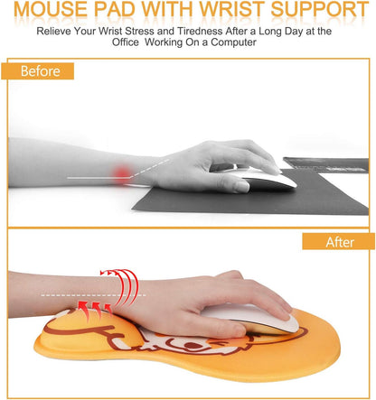 Wrist Rest, Cute Mouse Pad, Ergonomic Mouse Pad with Wrist Support,Non-Slip Base Corgi Butt Wrist Rest, Rest Easy-Typing for Gaming Office Computer Laptop Present(Yellow Cute Corgi)