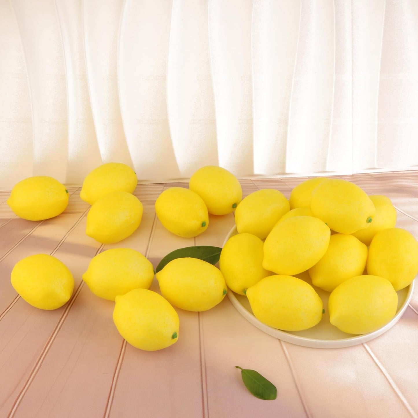 9PCS Artificial Lemon, Realistic Fake Fruit Lemon Ornaments, Summer Fruit Party Photography Teaching Props for Home Kitchen Table（Yellow）