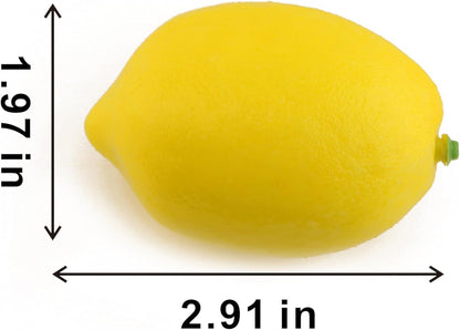 9PCS Artificial Lemon, Realistic Fake Fruit Lemon Ornaments, Summer Fruit Party Photography Teaching Props for Home Kitchen Table（Yellow）
