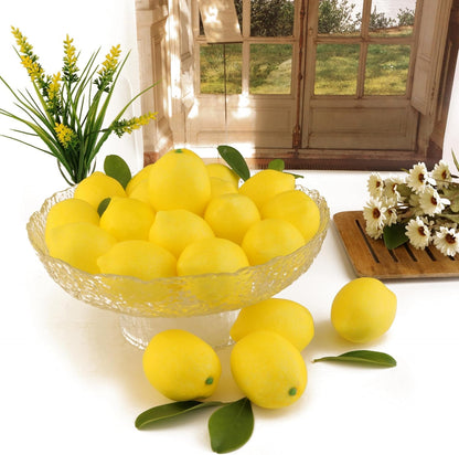 9PCS Artificial Lemon, Realistic Fake Fruit Lemon Ornaments, Summer Fruit Party Photography Teaching Props for Home Kitchen Table（Yellow）